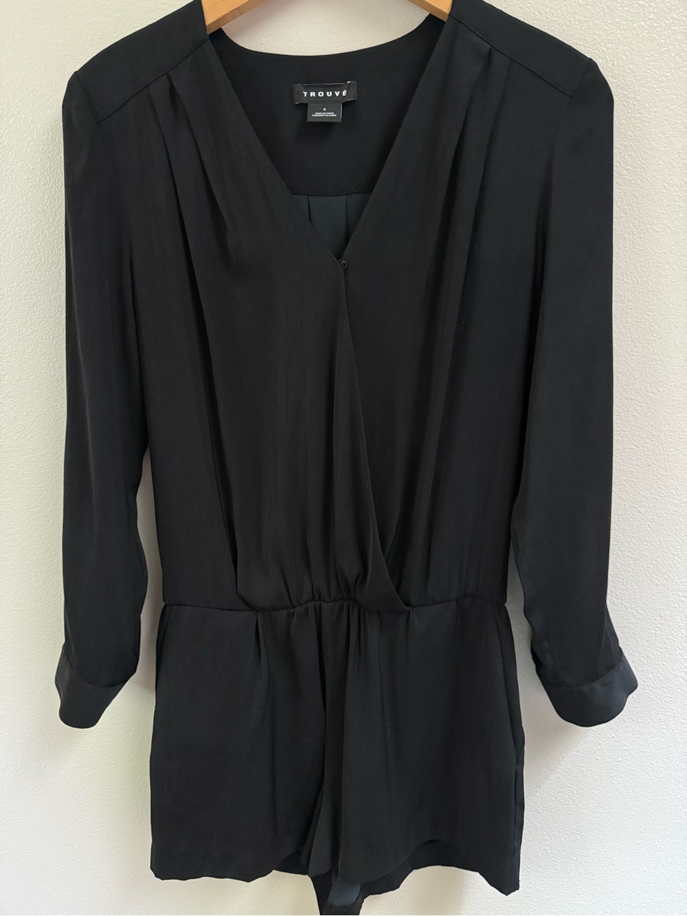 Trouve Black Draped Waist Romper Shorts